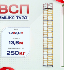 Вышка-тура  ВСП 1.2х2.0, Н-13.6м - stroymarket66.ru - Москва
