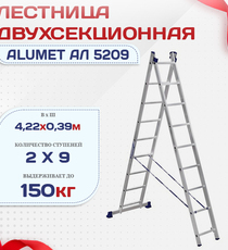 Лестница двухсекционная Alumet Ал 5209 - stroymarket66.ru - Москва