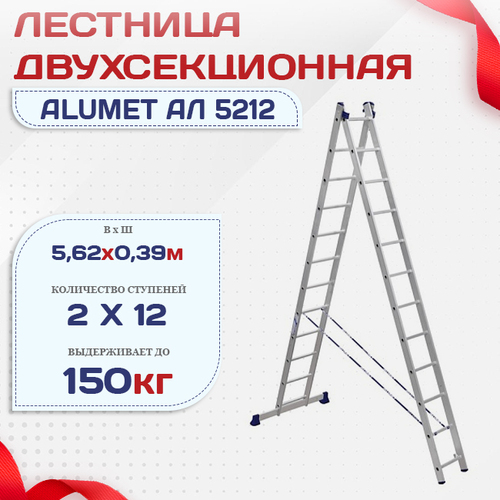 Лестница двухсекционная Alumet Ал 5212 - stroymarket66.ru - Москва
