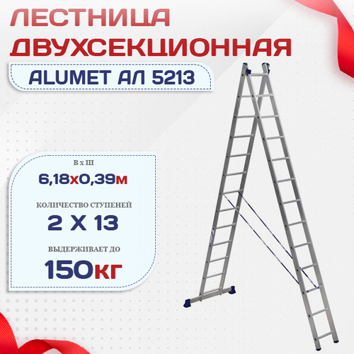 Лестница двухсекционная Alumet Ал 5213 - stroymarket66.ru - Москва