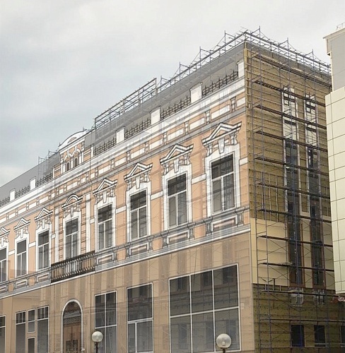 Фальшфасад сетка с изображением на строительные леса - stroymarket66.ru - Москва